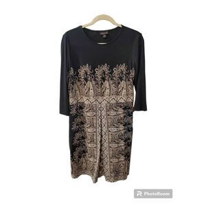 J. Jill Black and Gold Midi Dress